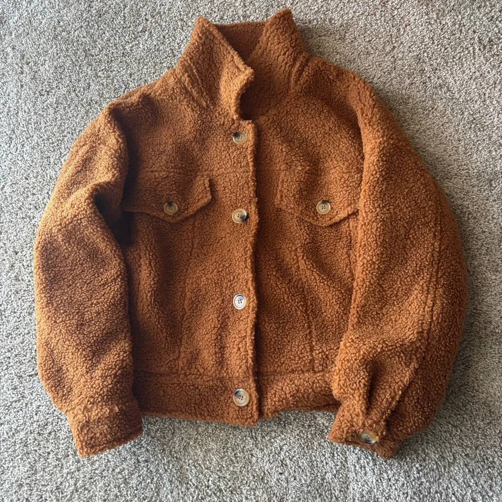 Roolee Brown Oversized Teddy Jacket